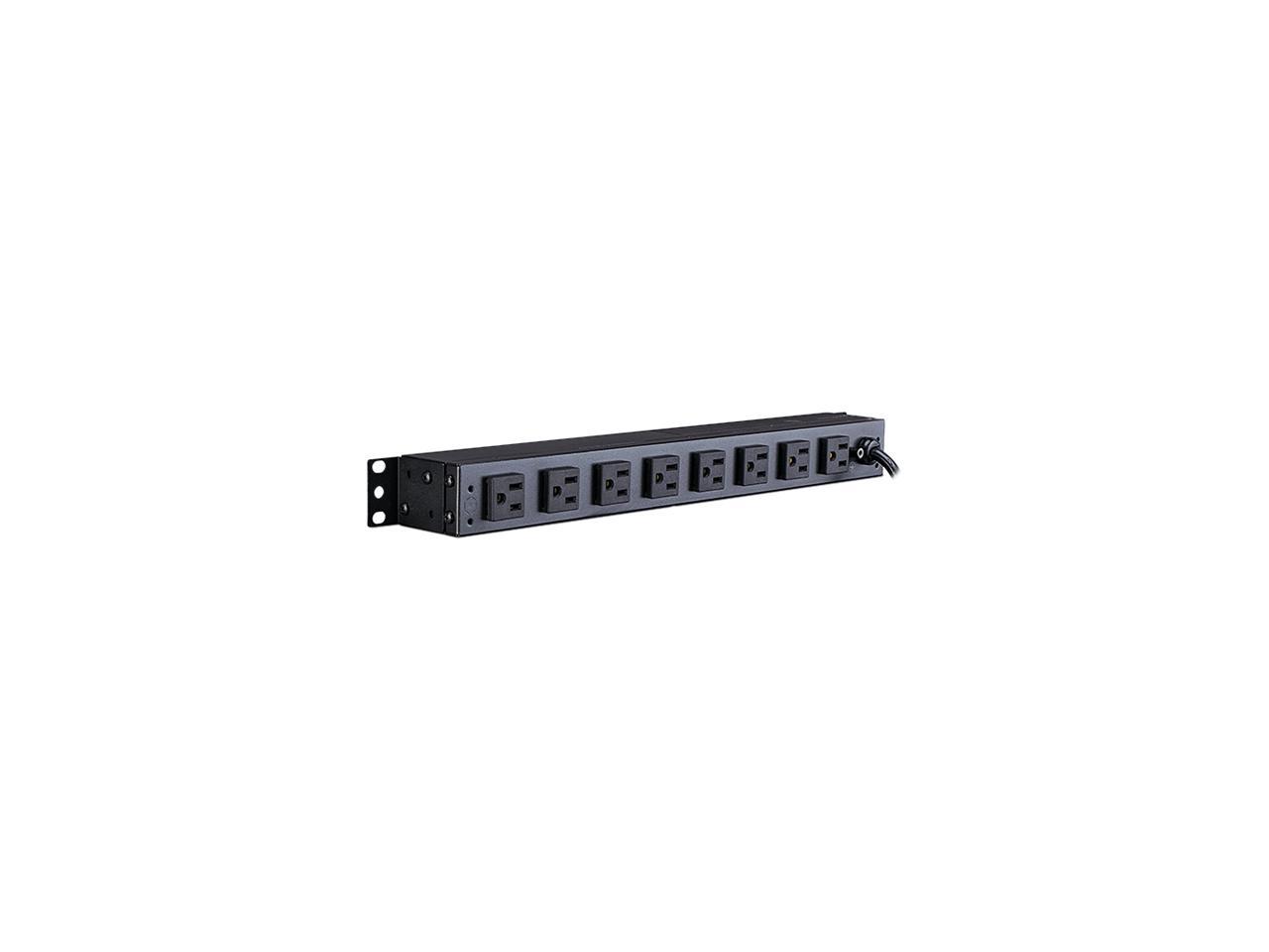 PDU Cyberpower, unidad de distribución básica, 15A, 1 Unidad de rack, 120V, NEMA 5-15P, 10 salidas NEMA 5-15R; 2 delanteras y 8 traseras