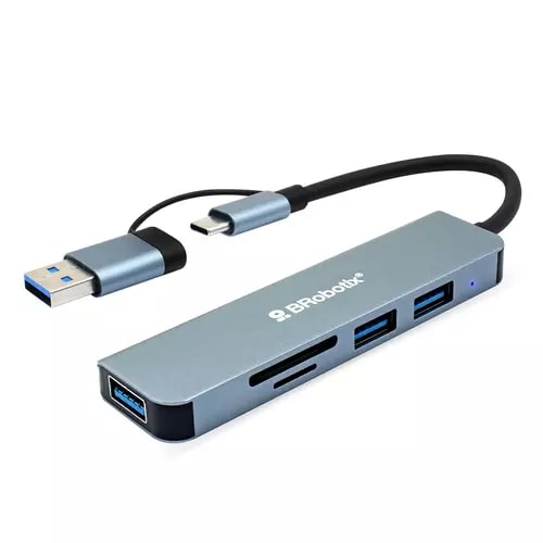 Docking 5 En 2: Conectar Dual USB A y Tipo C A USB V3.0x3, SD Y MSD BROBOTIX