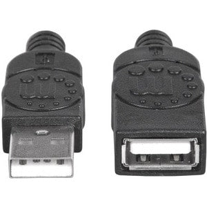 Cable Extensión USB 2.0 Manhattan 338653 | USB-A Macho a USB-A Hembra | 1.8 m | 480 Mbps | Para Receptor Inalámbrico, Webcam y Dongle | Negro | Garantía de por Vida | SKU 338653