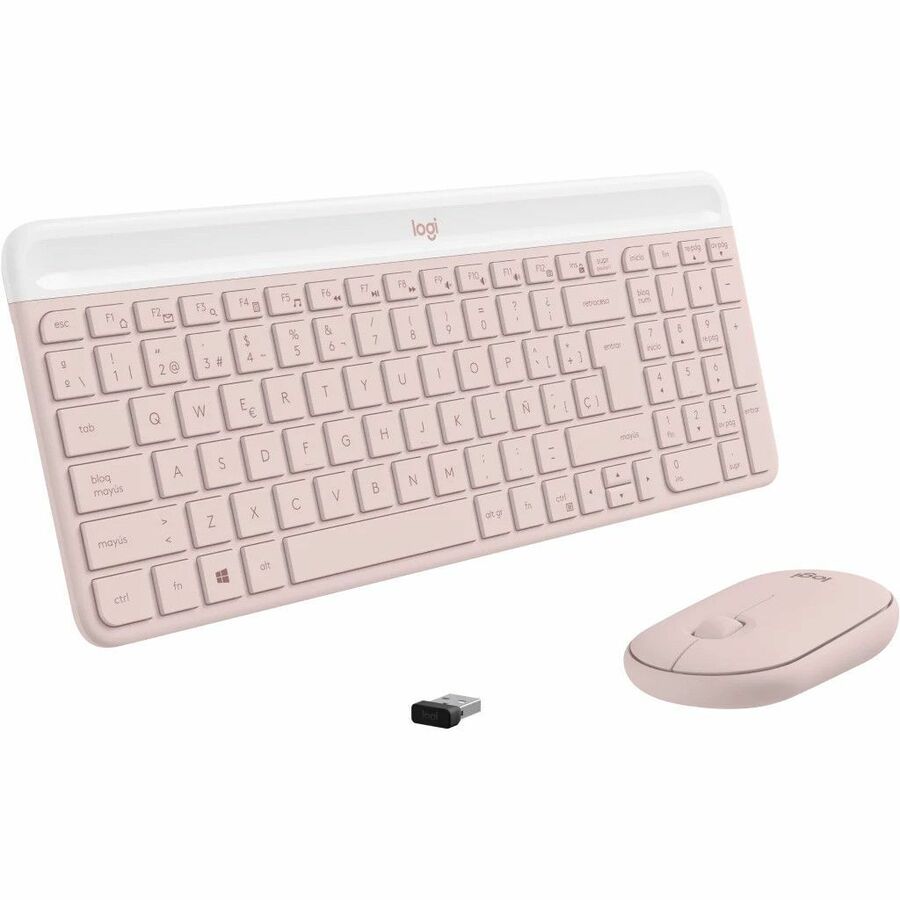 Teclado y mouse MK470 Slim Logitech, Rosa