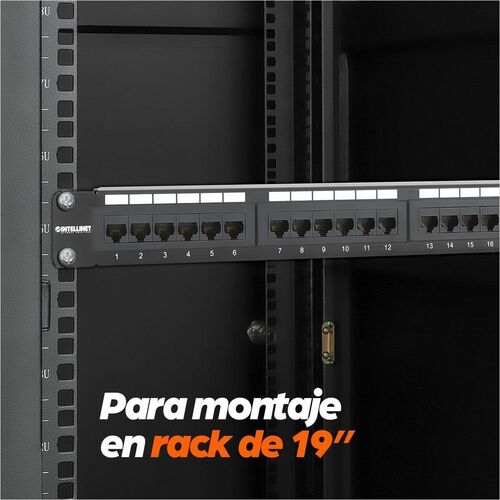 Panel de Parcheo Cat6 UTP Intellinet 520959 | 24 Puertos RJ45 | Rack 19" 1U | Gigabit Ethernet | Baño Oro 50µ" | Herramienta 110/Krone | Garantía 5 Años | SKU 520959