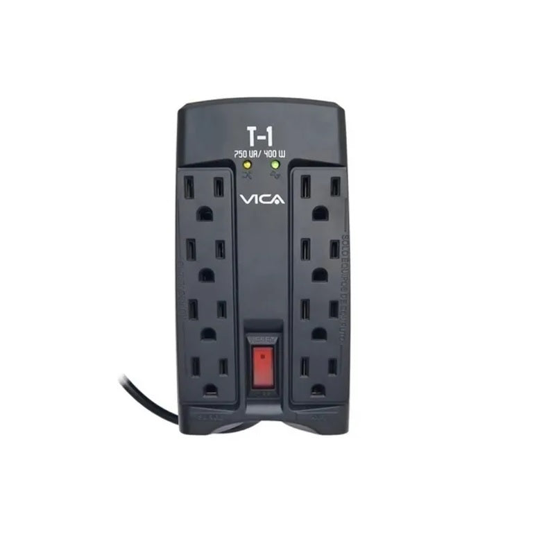 VICA T1, regulador electrónico de voltaje, capacidad de 750VA/400W, con certificado NOM e indicadores LED