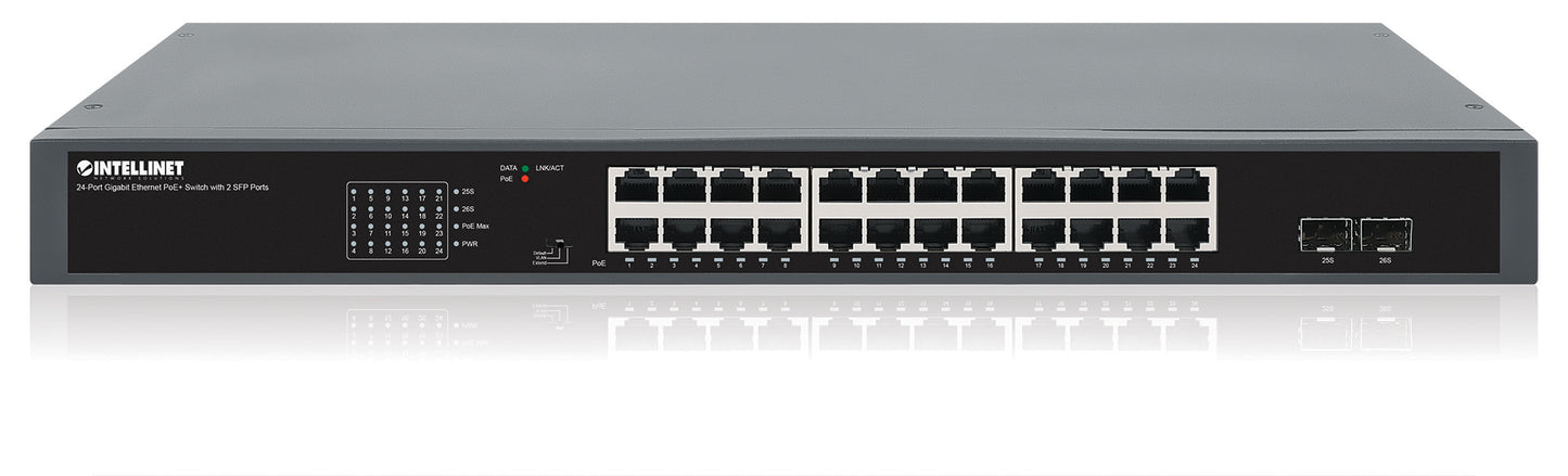 Intellinet POE PLUS SWITCH GB 24 PTOS 19 30W PTO 370W 2 SFP PORTS POE PLUS SWITCH GB 24 PTOS 19 30W PTO 370W 2 SFP PORTS