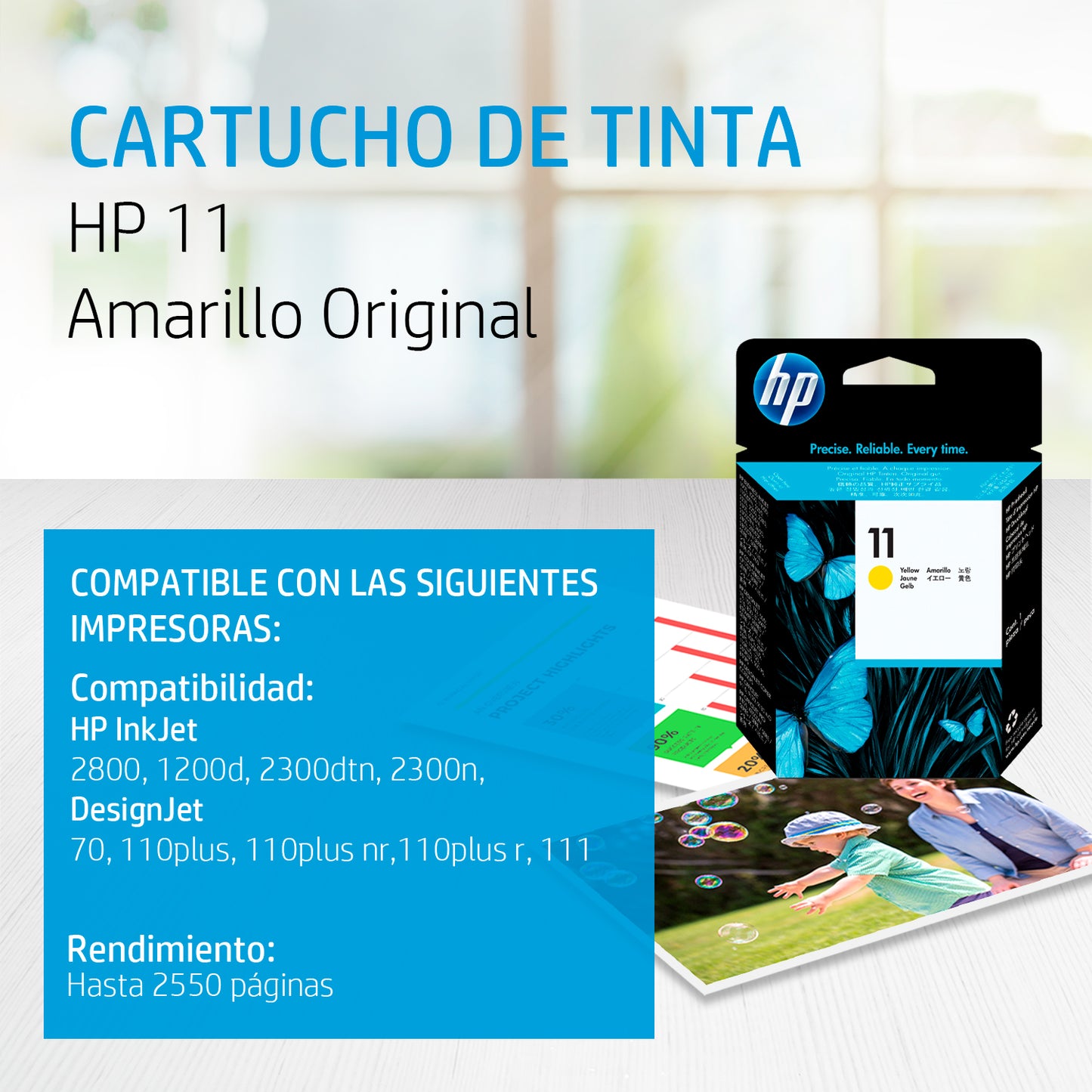 C4838A Cartucho de tinta HP 11 Amarillo Original - Fecha de empaque 2022