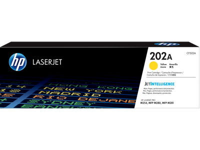 Tóner HP 202A Amarillo CF502A | Original para HP Color LaserJet Pro M254 Printer series, HP Color LaserJet Pro MFP M280 Printer series