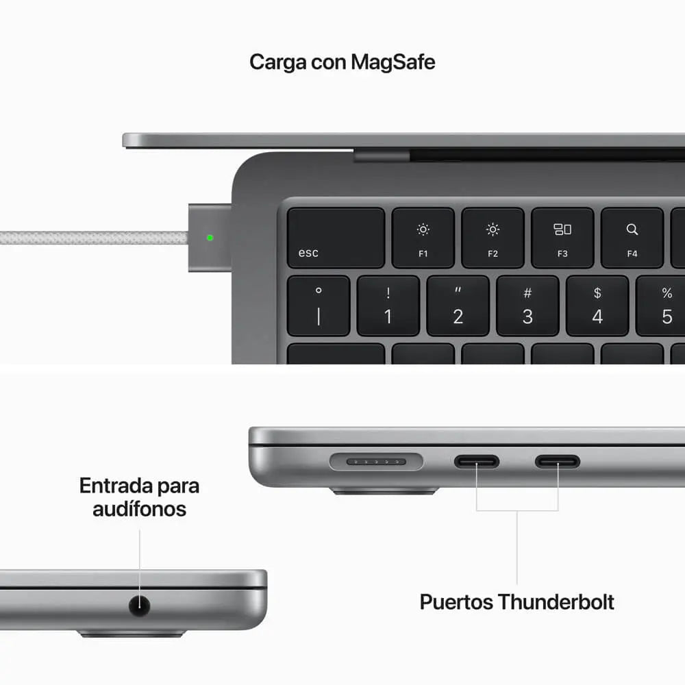 Apple MacBook Air 13" Chip M2, CPU8, GPU10, 8GB, 512GB SSD, Gris Espacial