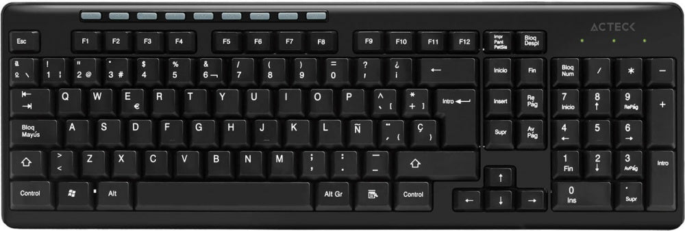 Acteck Teclado Multimedia Inspire T1215 Inalámbrico, Negro