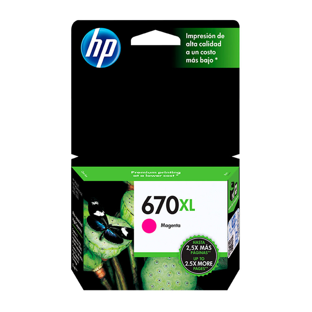 CZ119AL Cartucho de Tinta HP 670XL Magenta Original - Fecha de empaque 2022
