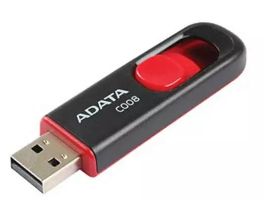 Memoria USB Adata C008, 16GB, USB-A 2.0,Negro/Rojo
