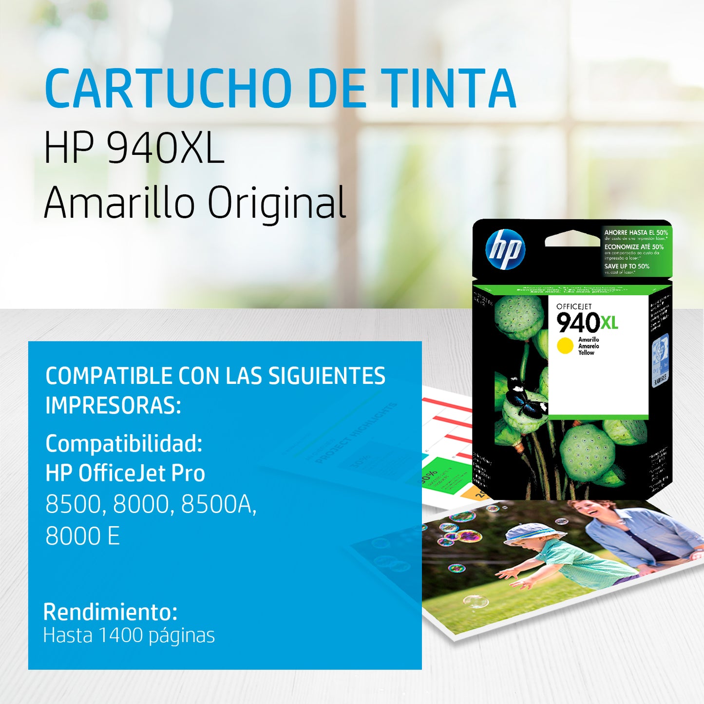 C4909AL Cartucho de tinta HP 940XL Amarillo Original - Fecha de empaque 2017, 2018, 2019