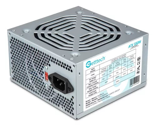 Getttech Fuente de Poder 550W, ATX, Ventilador de 120MM, EPS 12V, MTBF 100,000 Horas Mod. GFS-55020-01