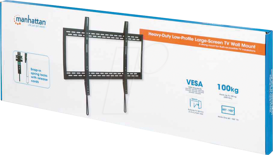 Soporte de pared para pantallas de 60" a 100", y hasta 100kg, color negro