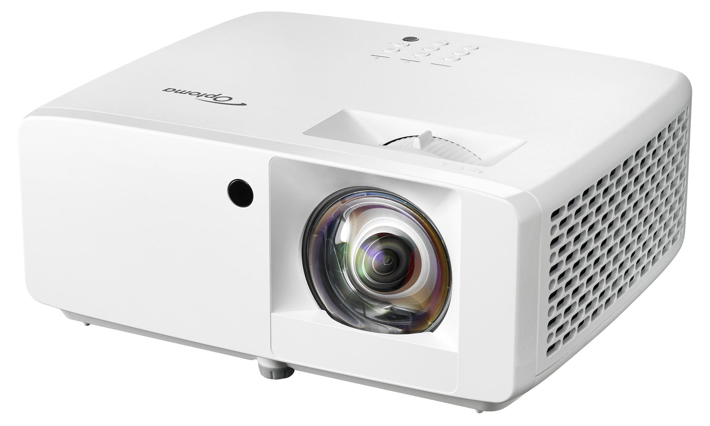 Proyector láser compacto de tiro corto y alto brillo OPTOMA ZW350ST, Resolución WXGA (1280X800), 3500 Lúmenes, Tecnología DLP, 30,000 H