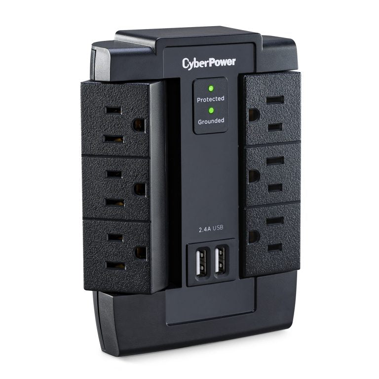 Supresor/Protector de Sobretensión CyberPower P600WSURC1, 6 NEMA 5-15R, 1200J, 120V AC, 30kA
