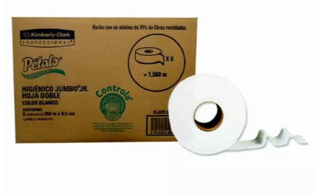 Papel Higiénico blanco Petalo, caja c/6 bobinas 250m jumbo mod 90553