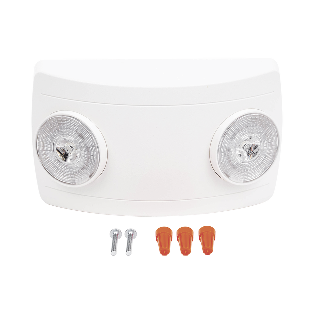 Luz de Emergencia Dual LED ultra compacta/150 lúmenes/Luz fría/Batería de Respaldo Incluida/Botón de test