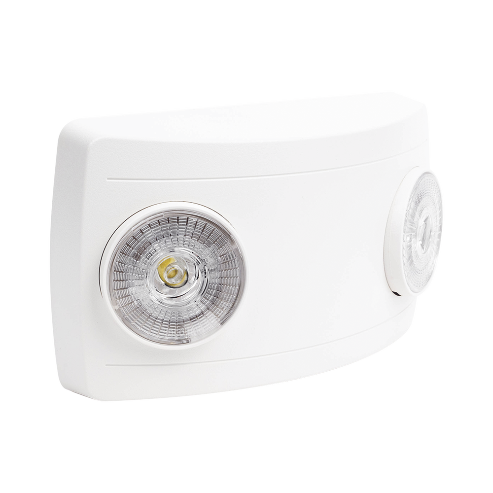 Luz de Emergencia Dual LED ultra compacta/150 lúmenes/Luz fría/Batería de Respaldo Incluida/Botón de test