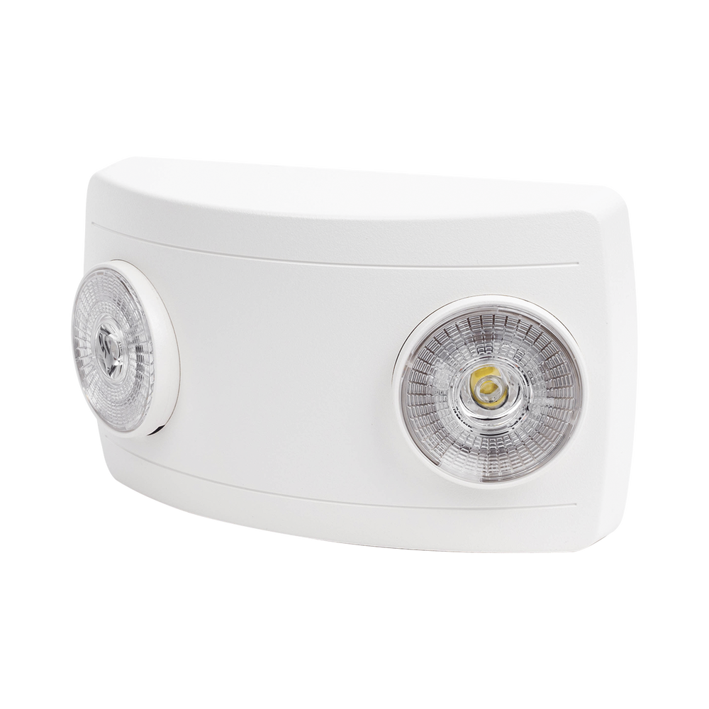 Luz de Emergencia Dual LED ultra compacta/150 lúmenes/Luz fría/Batería de Respaldo Incluida/Botón de test