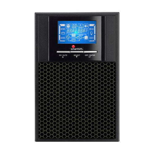 UPS Smartbitt SBOL2KT-1, Online, Torre, 2000 VA/ 1800 Watts, 4 Contactos, topología de doble conversión, Puerto Serial, USB, Pantalla LCD