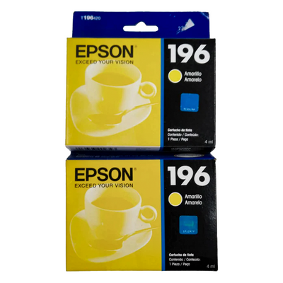 T196420-AL - Tinta EPSON color amarillo 196 - Fecha de empaque 2022