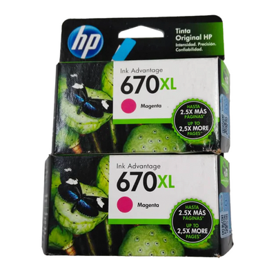 CZ119AL Cartucho de Tinta HP 670XL Magenta Original - Fecha de empaque 2022