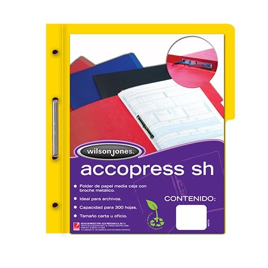 Folder ACCOPRES WILSON JONES broche metálico de 8cm color amarillo tamaño carta