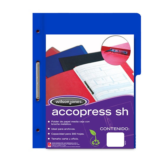 FOLDER ACCOPRESS WILSON JONES broche metálico de 8cm color azul tamaño oficio sh