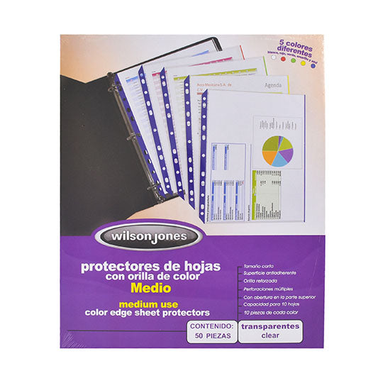 Protector de Hojas Wilson Jones Tamaño Carta, Antirreflejante - Caja con 100 Piezas