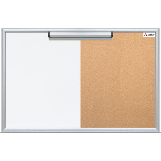 Pizarrón Mixto Alfra Color Blanco/Café de 60cm x 90cm - 1 Pieza