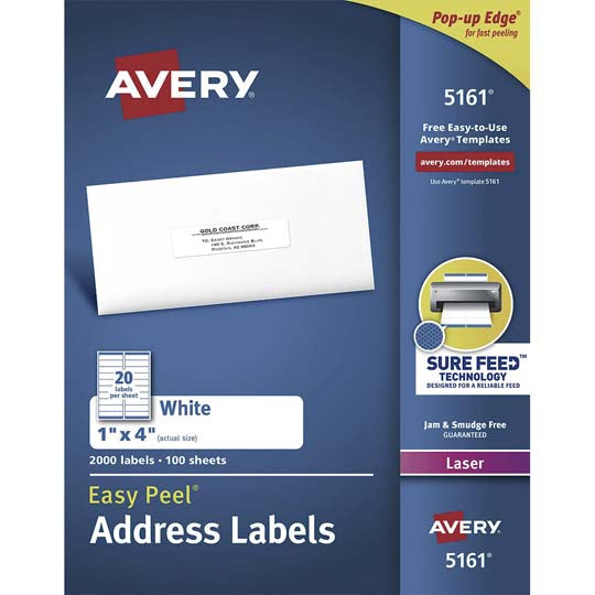 Etiqueta removible AVERY color blanco tecnología láser/inkjet - 1 paquete