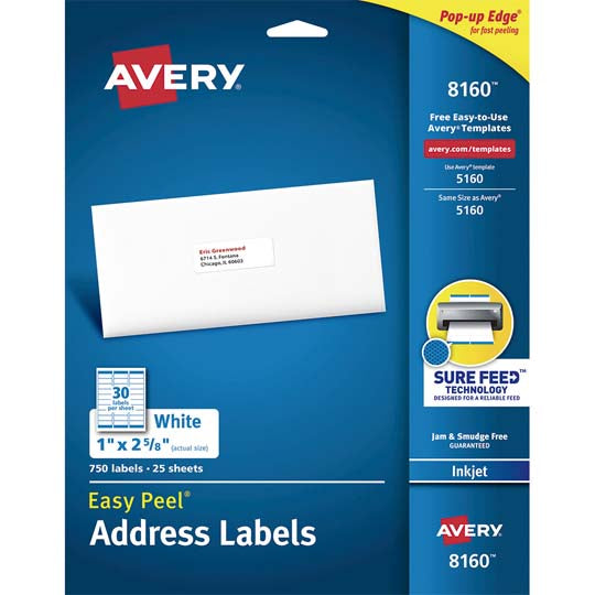 Etiqueta removible AVERY color blanco tecnología laser/inkjet - 1 paquete
