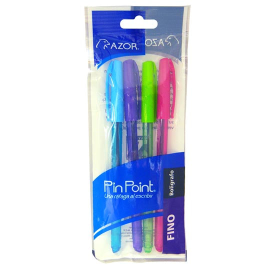 Bolígrafo Pin Point Punto Fino 0.7 mm, Surtidos - Bolsa con 4 pzas