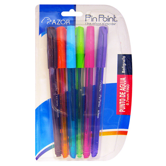 Bolígrafo Pin Point Punto Fino 0.7 mm, Surtidos - Bolsa con 6 pzas
