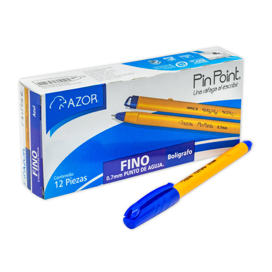 Bolígrafo Pin Point Punto Fino 0.7 mm, Azul - Caja con 12 pzas