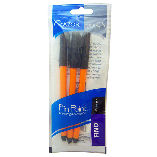 Bolígrafo Pin Point Punto Fino 0.7 mm, Negro - Bolsa con 3 pzas