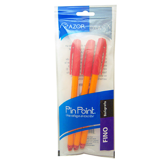 Bolígrafo Pin Point Punto Fino 0.7 mm, Rojo - Bolsa con 3 pzas