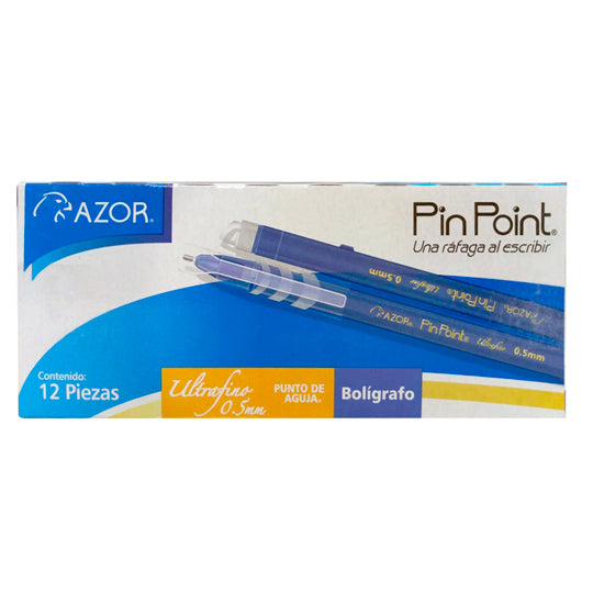 Bolígrafo Pin Point Punto Ultra Fino 0.5 mm, Azul - Caja con 12 pzas
