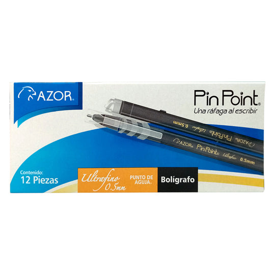 Bolígrafo Pin Point Punto Ultra Fino 0.5 mm, Negro - Caja con 12 pzas