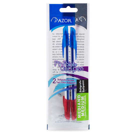 Bolígrafo Pin Point Dúo Punto Mediano 1.0 mm, Azul-Rojo - Paquete con 2 Piezas