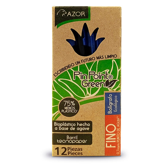 Bolígrafo Pin Point Ecologico Punto Fino 0.7 mm, Azul - Caja con 12 pzas