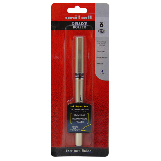 Bolígrafo Uni-Ball Antifraude Fino Deluxe 0.7 mm, Azul - 1 Pieza