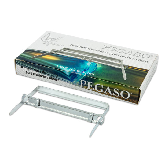 Broche para archivo PEGASO de 8 cm - caja con 50 piezas