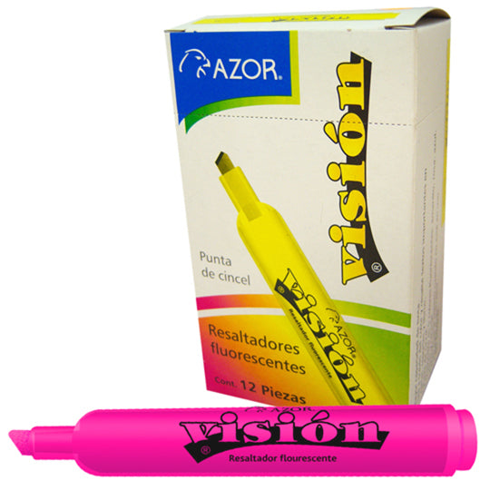 Marcatexto Vision Punta Cincel 6mm, Rosa - Caja con 12 Piezas