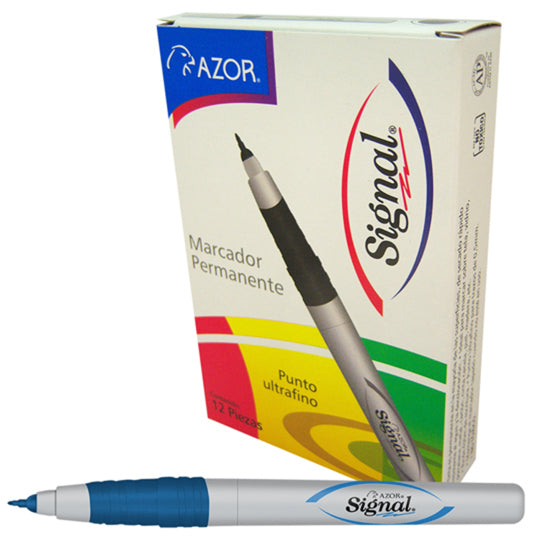 Marcador permanente ultra fino Signal AZOR 0.5 mm azul - caja con 12 piezas