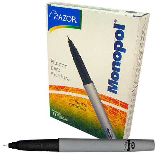 Plumón Monopol Extra Fino, Negro - Caja con 12 Piezas