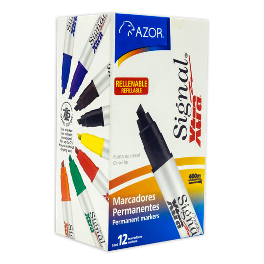 Marcador permanente Signal Xtra AZOR negro - caja con 12 piezas
