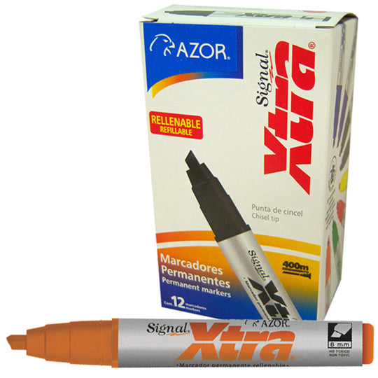 Marcador permanente Signal Xtra AZOR naranja - caja con 12 piezas