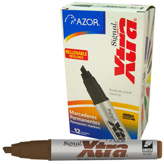 Marcador permanente Signal Xtra AZOR café - caja con 12 piezas