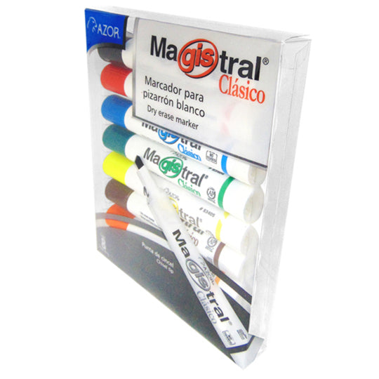 Marcador para pizarrón Magistral Clásico AZOR colores surtidos - caja con 8 piezas