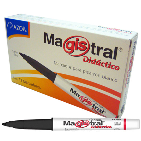 Marcador Magistral Didáctico AZOR color negro - caja con 12 piezas